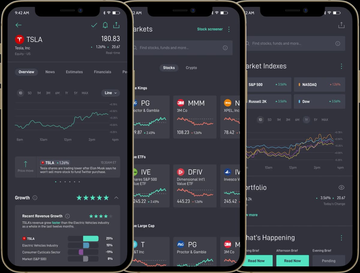 Mobile Investing App - Atom Finance portfolio project screenshot