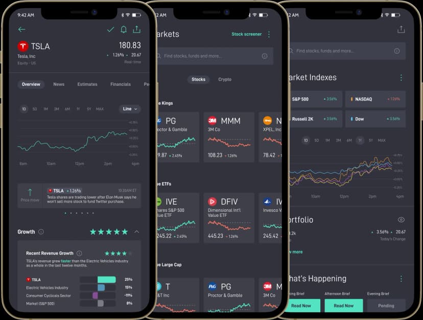 Mobile Investing App - Atom Finance portfolio project screenshot