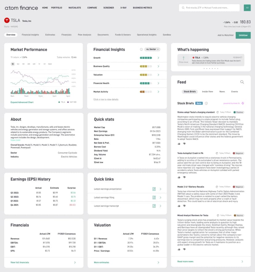Financial Terminal - Atom Finance portfolio project screenshot